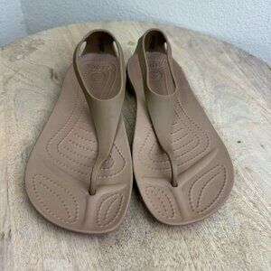 Crocs Serena Thong Sandals Flip flops‎ Brown Size 4